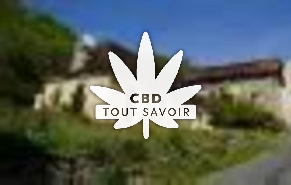 Village à Pechs-de-l'Esperance avec feuille Cannabis CBD