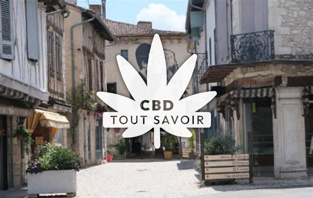 Village à Eymet avec feuille Cannabis CBD