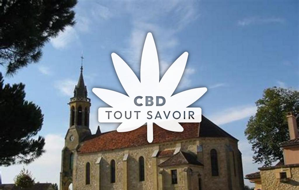 Village à Cours-de-Pile avec feuille Cannabis CBD