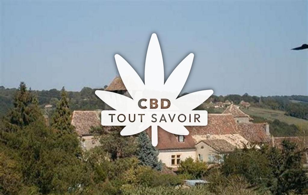 Village à Liorac-sur-Louyre avec feuille Cannabis CBD