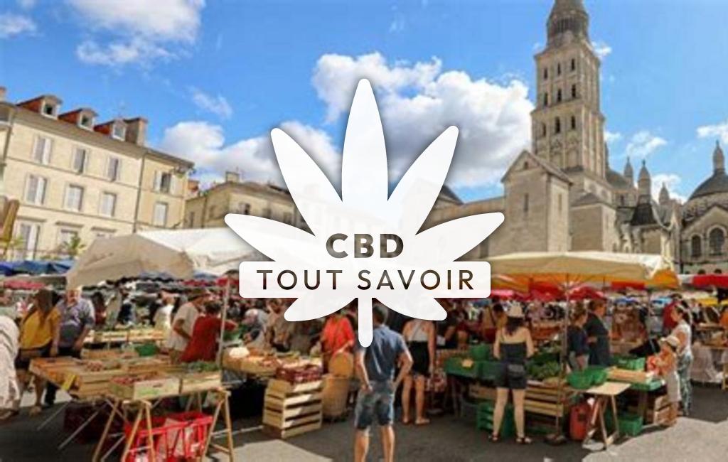 Village à Gaugeac avec feuille Cannabis CBD