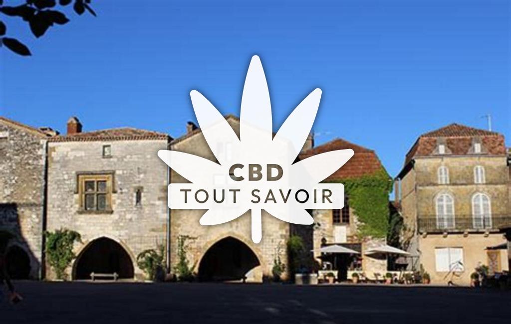 Village à Monpazier avec feuille Cannabis CBD