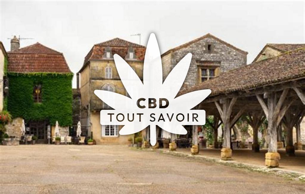 Village à Saint-Romain-de-Monpazier avec feuille Cannabis CBD