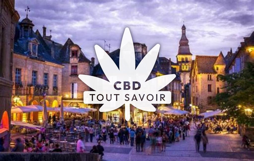 Village à Prats-du-Perigord avec feuille Cannabis CBD