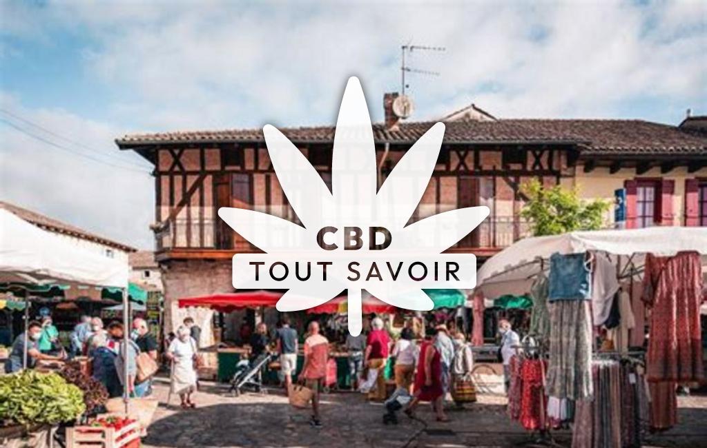 Village à Faurilles avec feuille Cannabis CBD