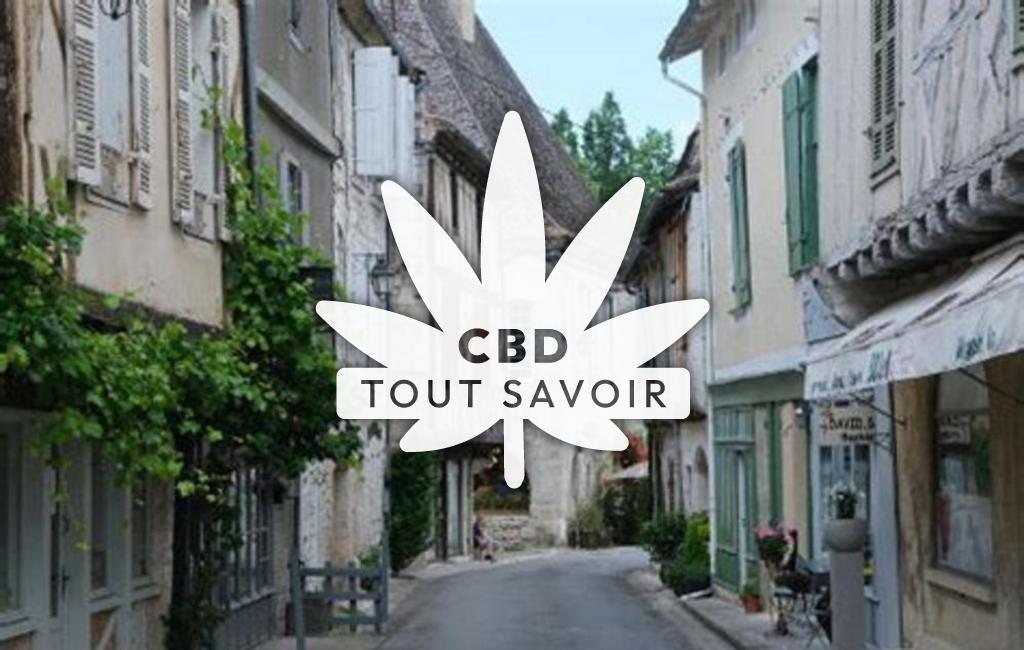 Village à Issigeac avec feuille Cannabis CBD