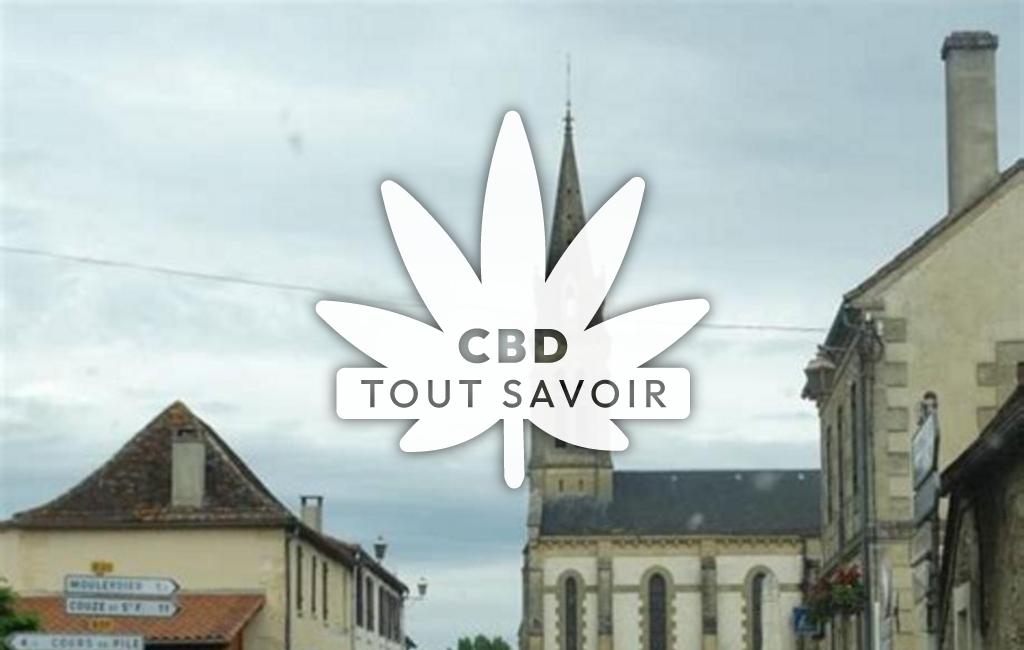Village à Saint-Aubin-de-Lanquais avec feuille Cannabis CBD
