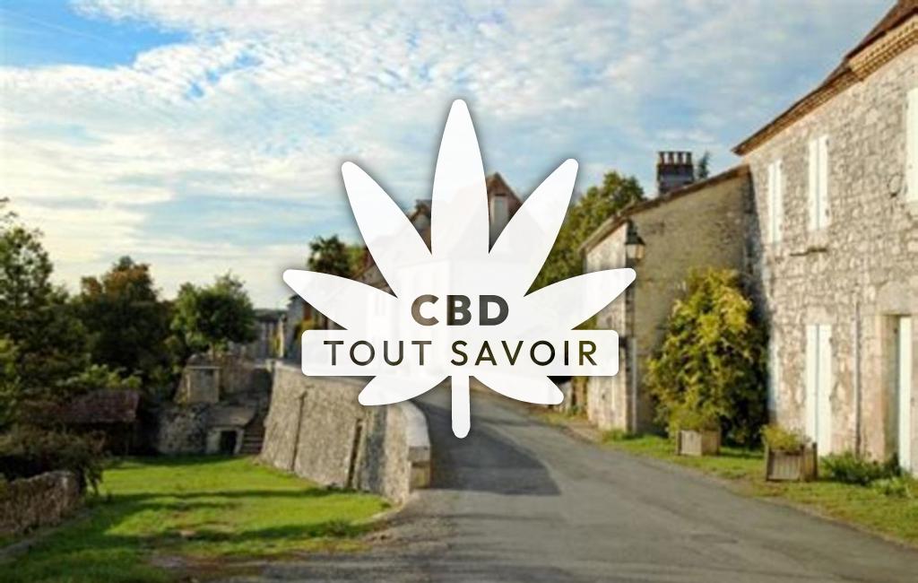 Village à Saint-Cernin-de-Labarde avec feuille Cannabis CBD