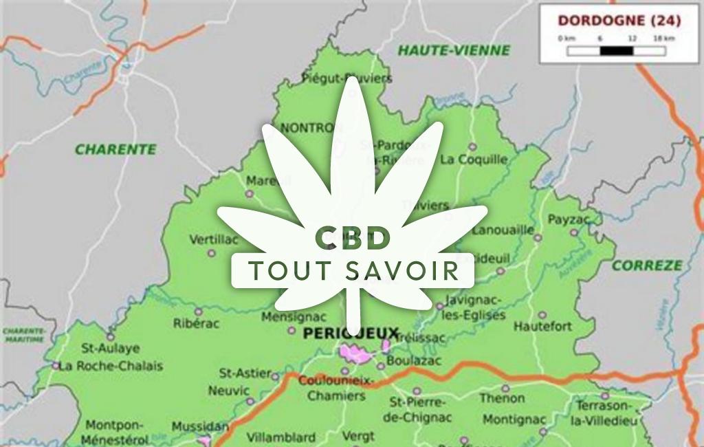 Village à Allemans avec feuille Cannabis CBD