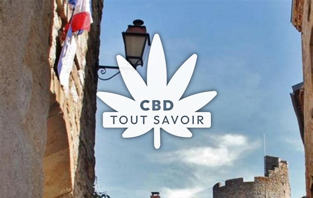 Village à Montpeyroux avec feuille Cannabis CBD