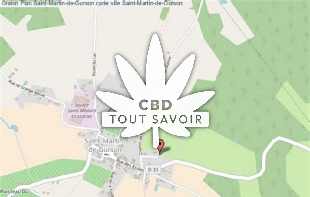 Village à Saint-Martin-de-Gurson avec feuille Cannabis CBD