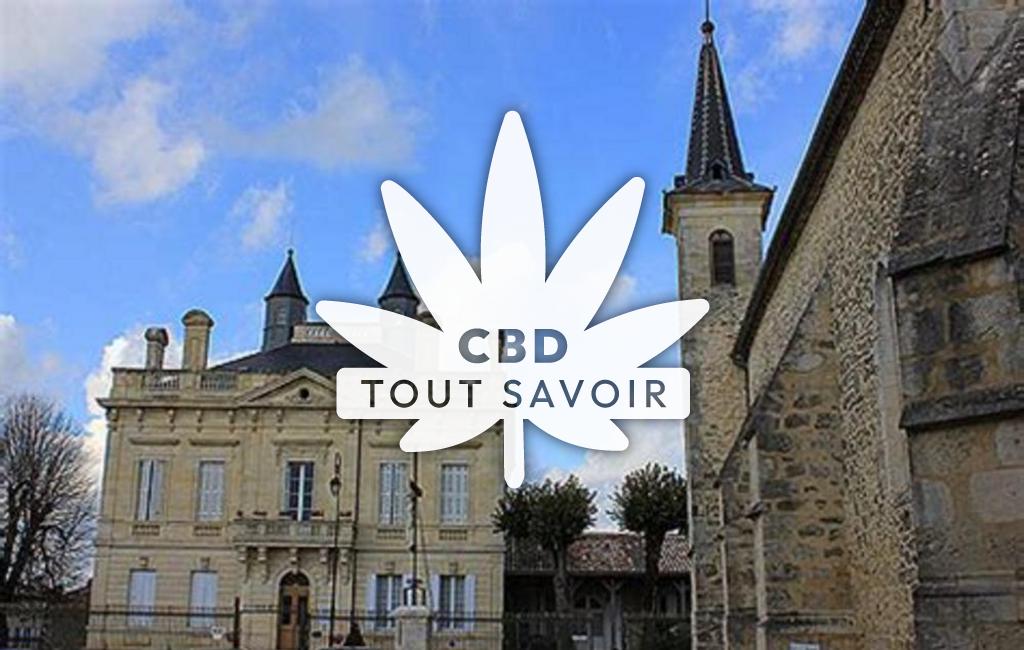 Village à Villefranche-de-Lonchat avec feuille Cannabis CBD