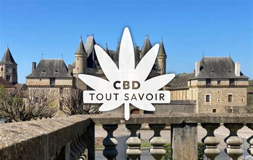 Village à Jumilhac-le-Grand avec feuille Cannabis CBD