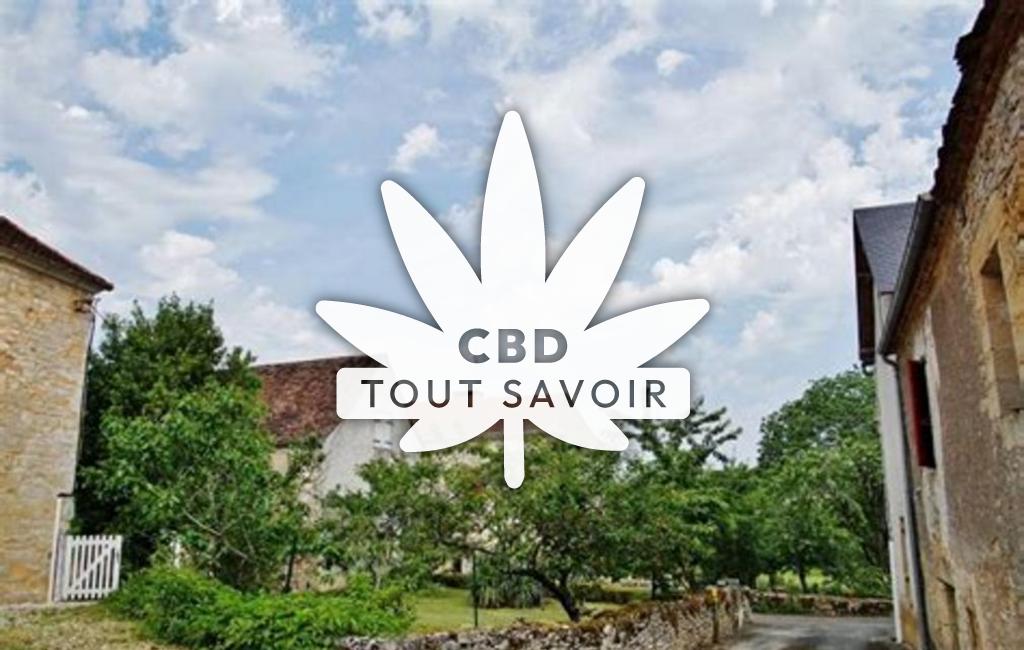 Village à Chourgnac avec feuille Cannabis CBD
