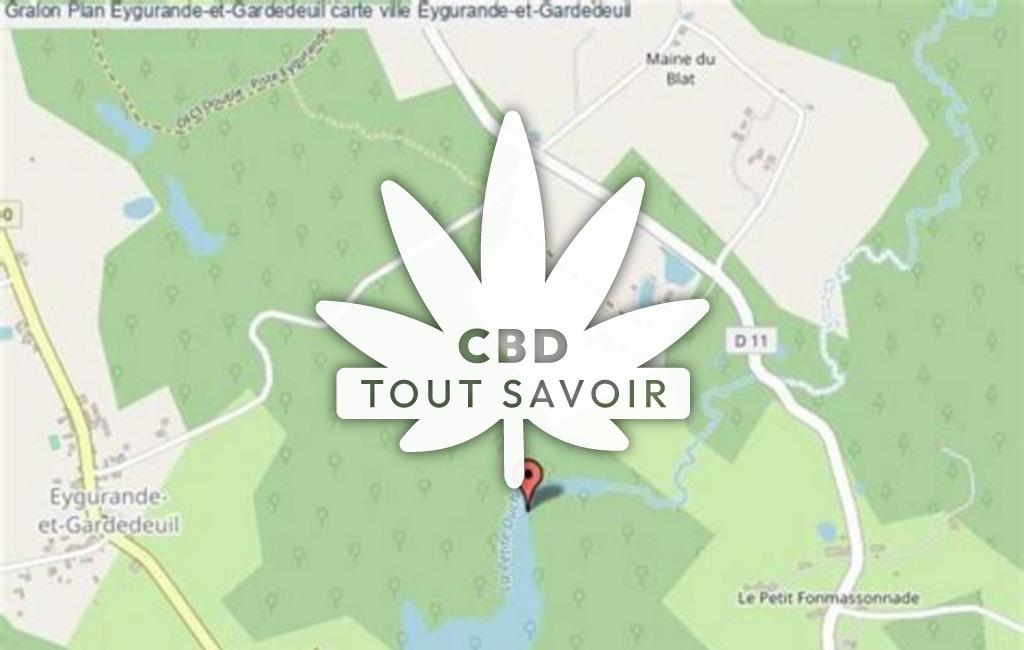 Village à Eygurande-Et-Gardedeuil avec feuille Cannabis CBD