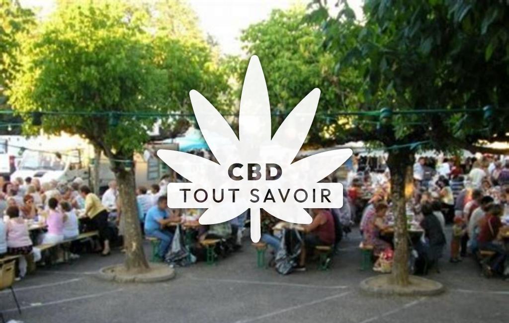 Village à Le-Pizou avec feuille Cannabis CBD