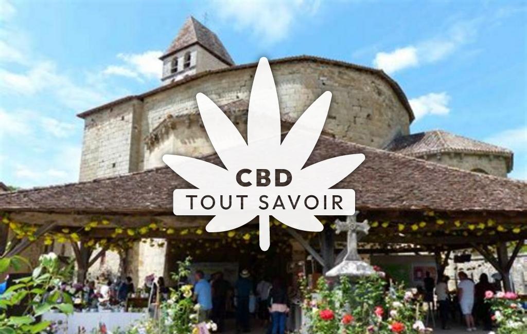 Village à Saint-Pierre-de-Cole avec feuille Cannabis CBD