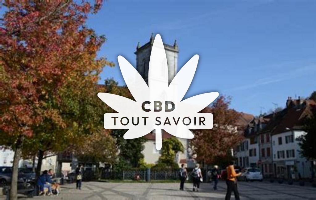 Village à Baume-les-Dames avec feuille Cannabis CBD