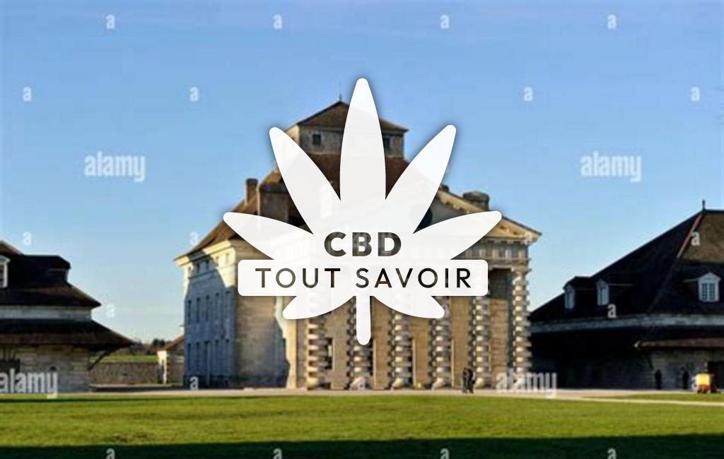 Village à Esnans avec feuille Cannabis CBD