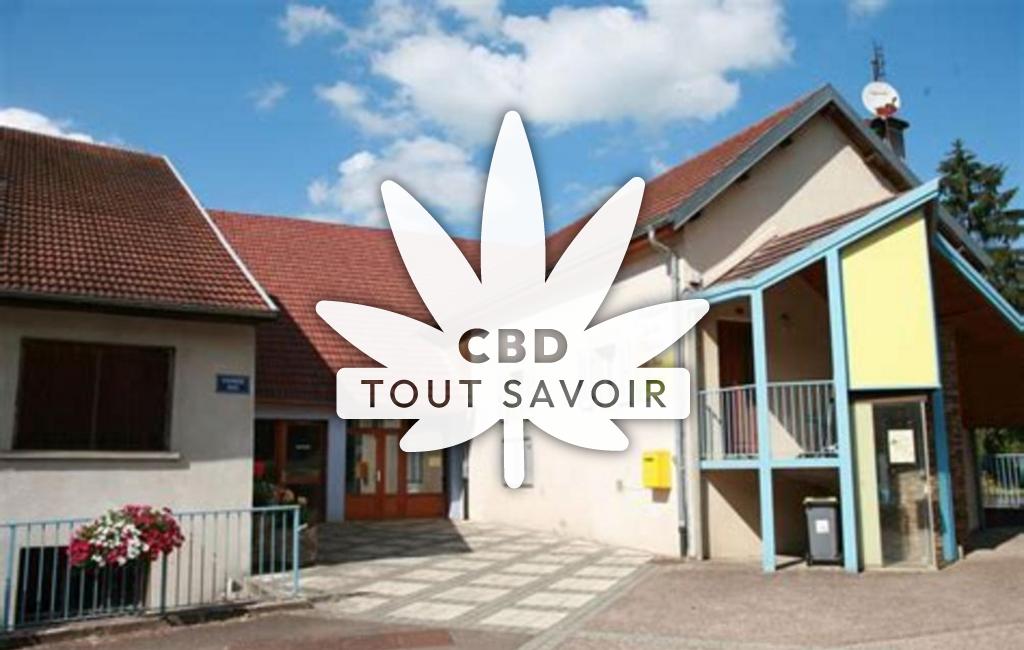 Village à Pont-les-Moulins avec feuille Cannabis CBD