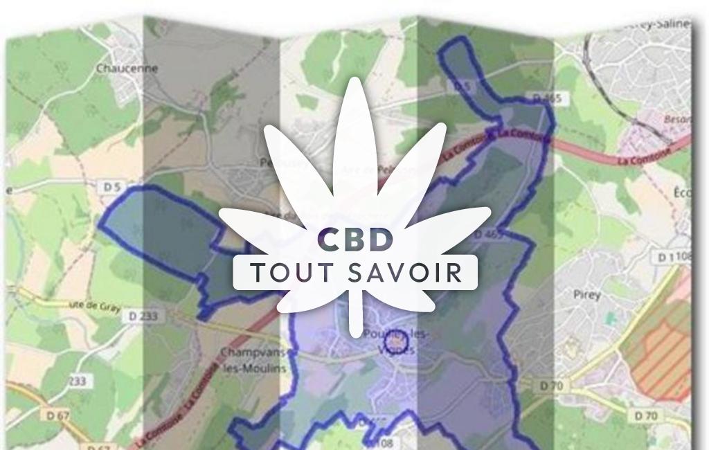 Village à Pouilley-les-Vignes avec feuille Cannabis CBD