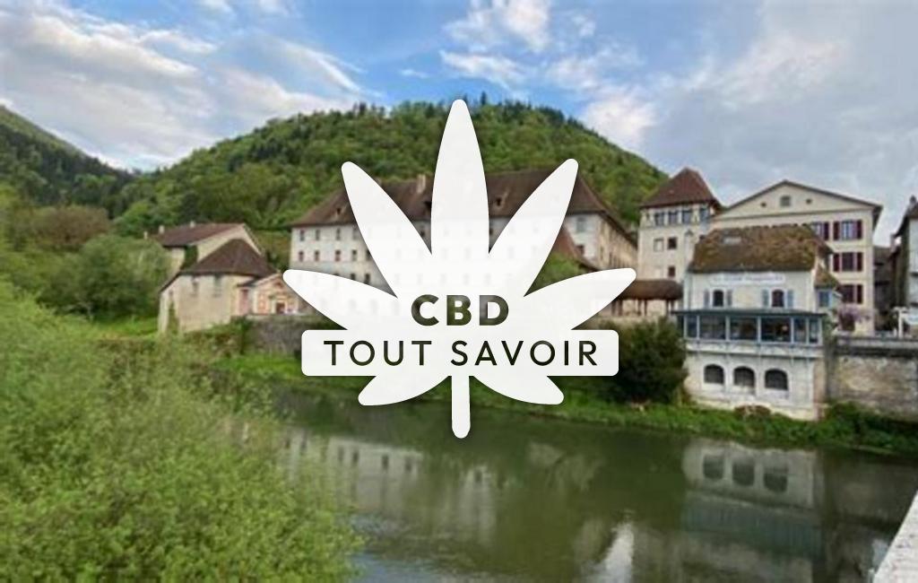 Village à Fournet-Blancheroche avec feuille Cannabis CBD
