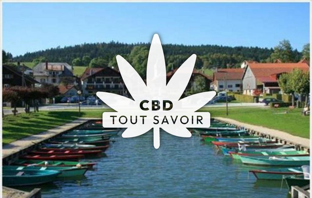 Village à Saint-Point-Lac avec feuille Cannabis CBD