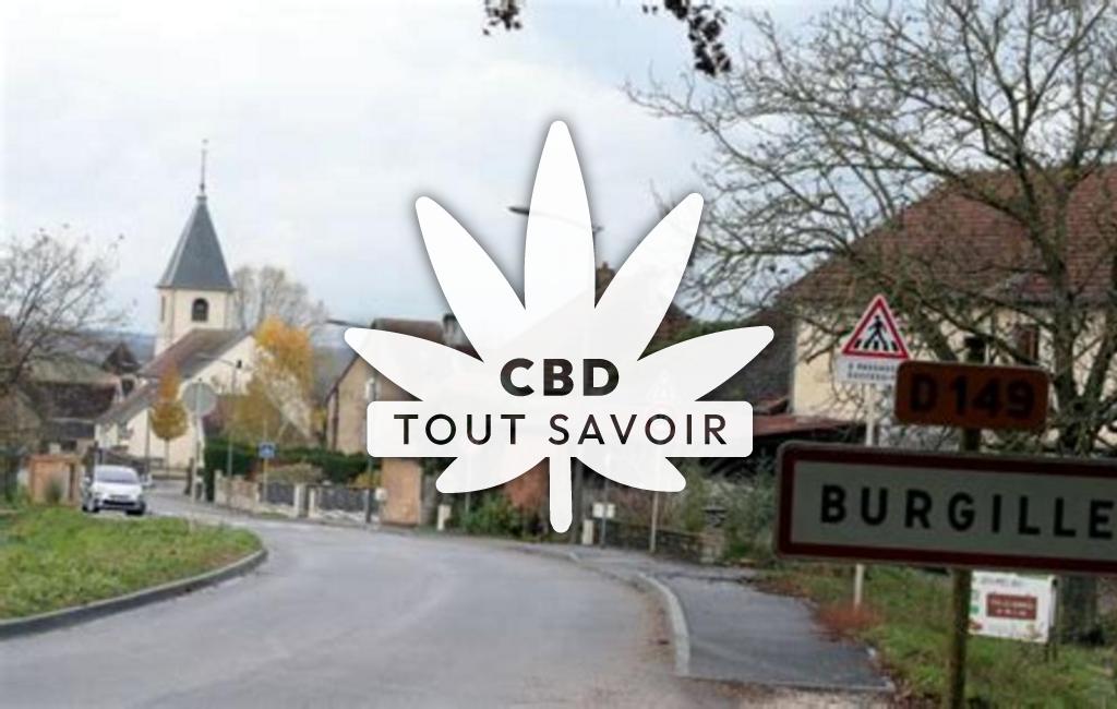 Village à Burgille avec feuille Cannabis CBD