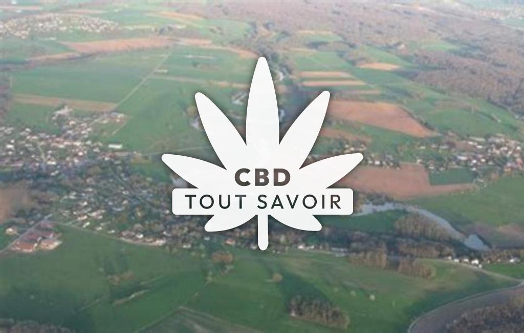 Village à Sauvagney avec feuille Cannabis CBD