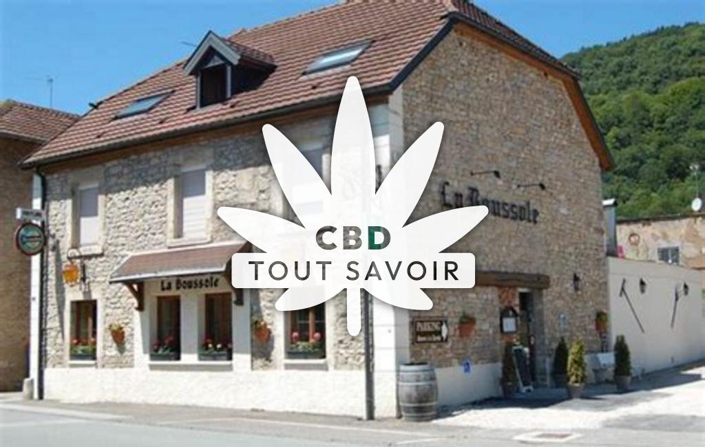 Village à Villars-sous-Dampjoux avec feuille Cannabis CBD