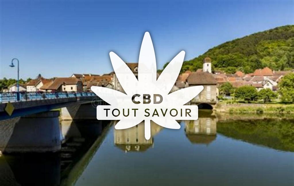 Village à L'Isle-sur-le-Doubs avec feuille Cannabis CBD