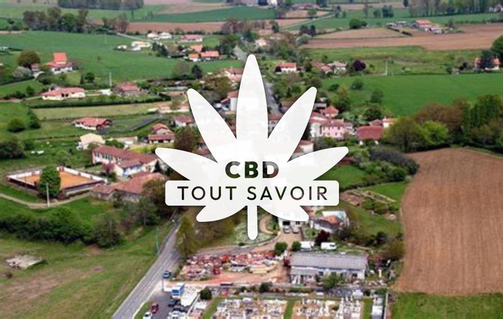 Village à Sainte-Colombe avec feuille Cannabis CBD