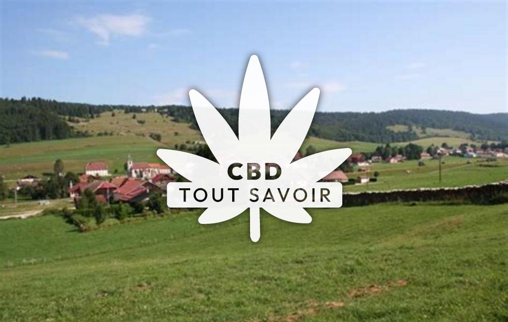 Village à Verrieres-de-Joux avec feuille Cannabis CBD