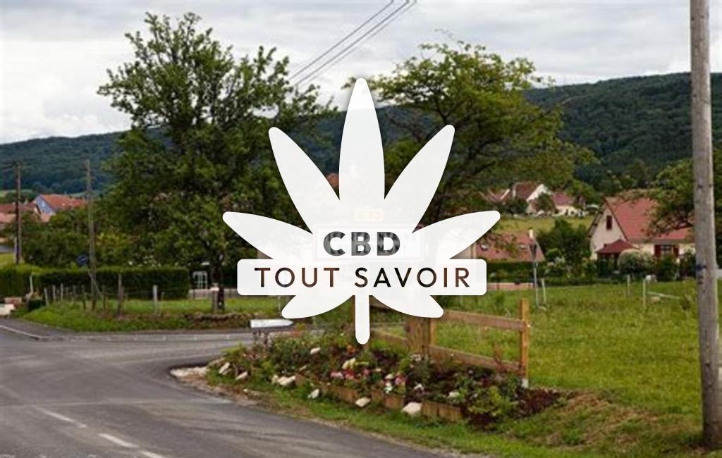 Village à Pierrefontaine-les-Blamont avec feuille Cannabis CBD