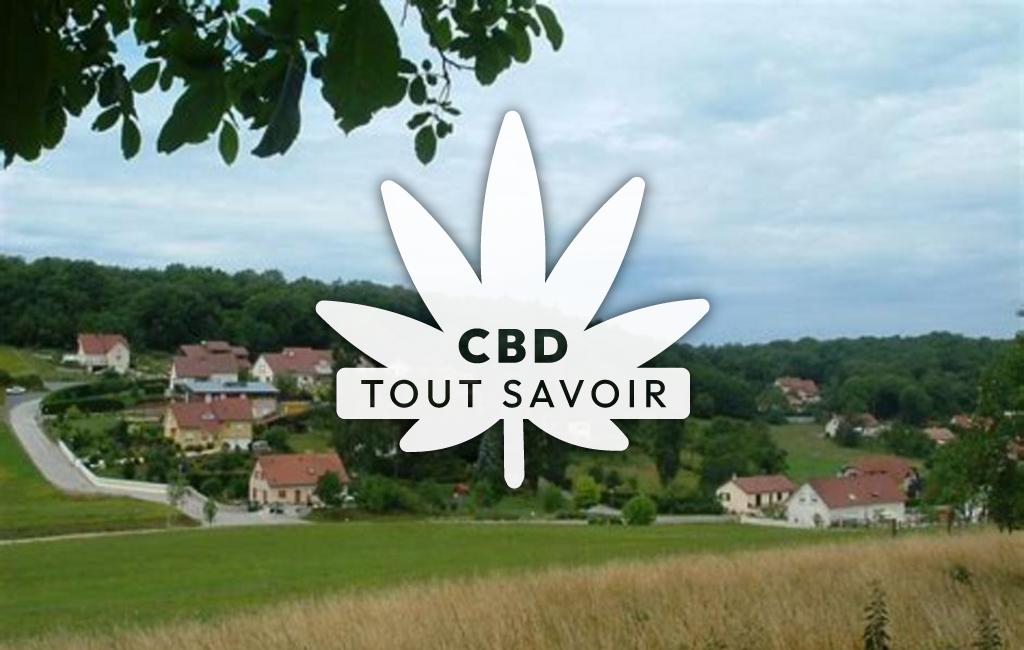 Village à Vorges-les-Pins avec feuille Cannabis CBD