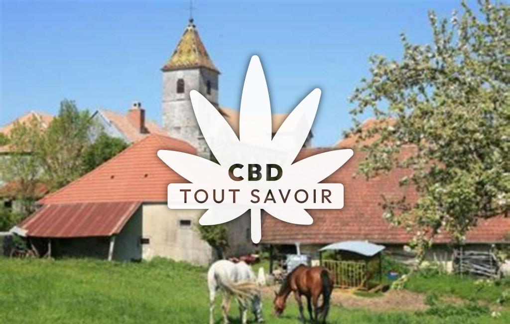 Village à Amathay-Vesigneux avec feuille Cannabis CBD
