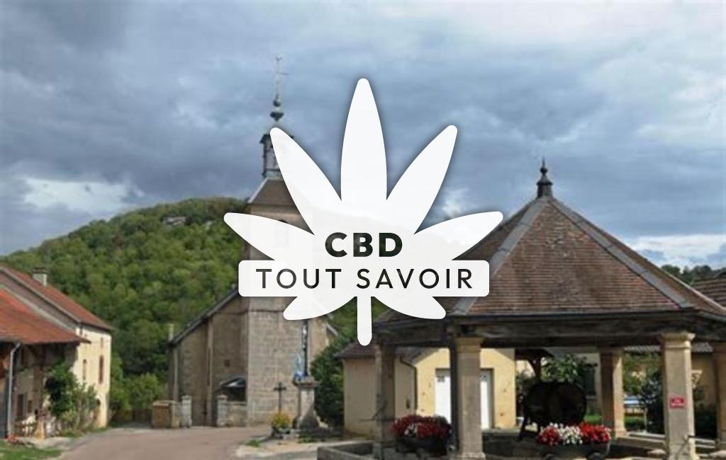 Village à Malans avec feuille Cannabis CBD