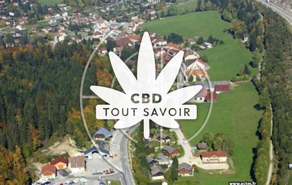 Village à Les-Hopitaux-Neufs avec feuille Cannabis CBD