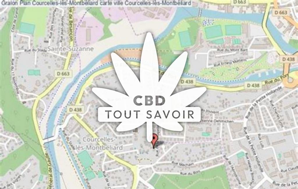 Village à Courcelles avec feuille Cannabis CBD