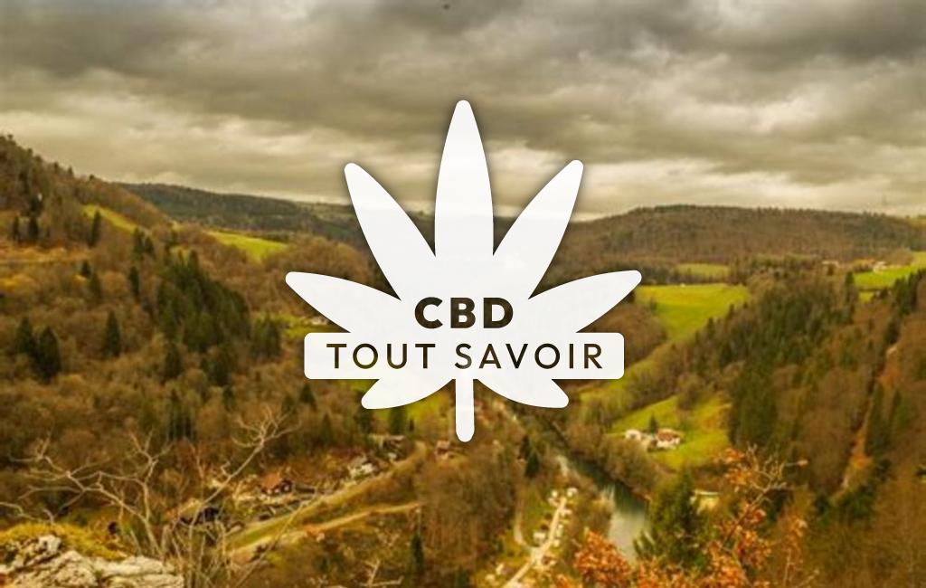 Village à Goumois avec feuille Cannabis CBD
