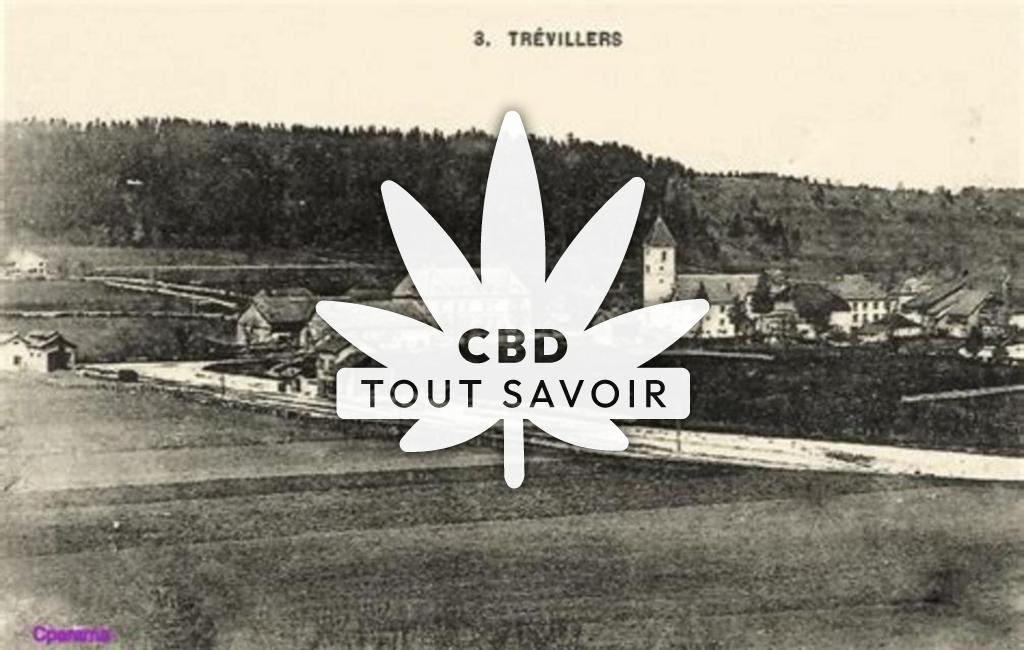 Village à Trevillers avec feuille Cannabis CBD