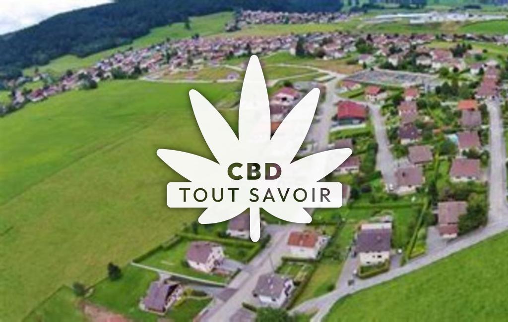 Village à Montlebon avec feuille Cannabis CBD