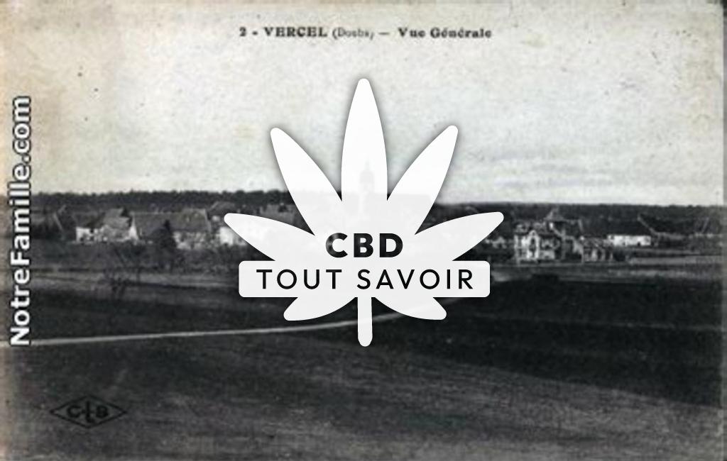 Village à Adam-les-Vercel avec feuille Cannabis CBD