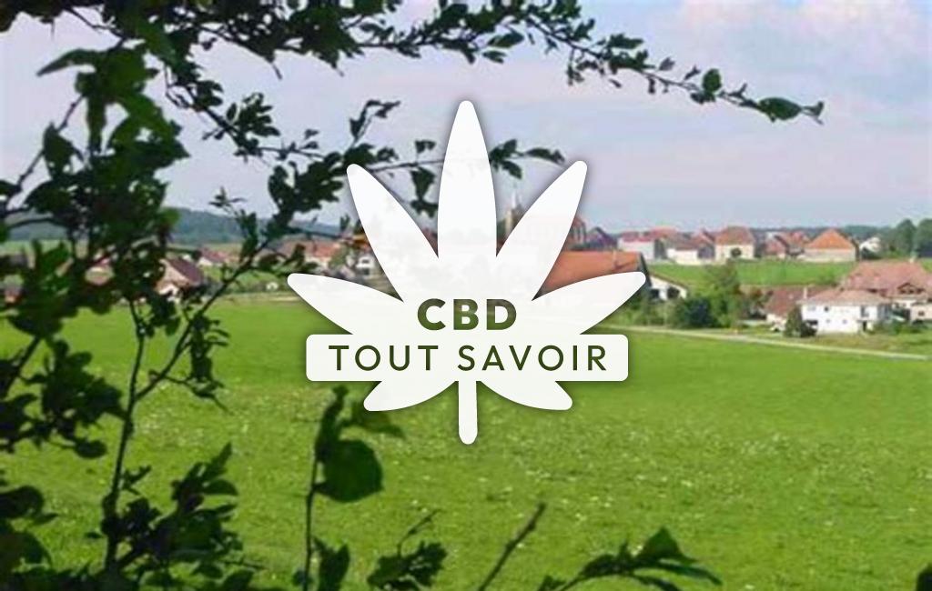 Village à Courvieres avec feuille Cannabis CBD
