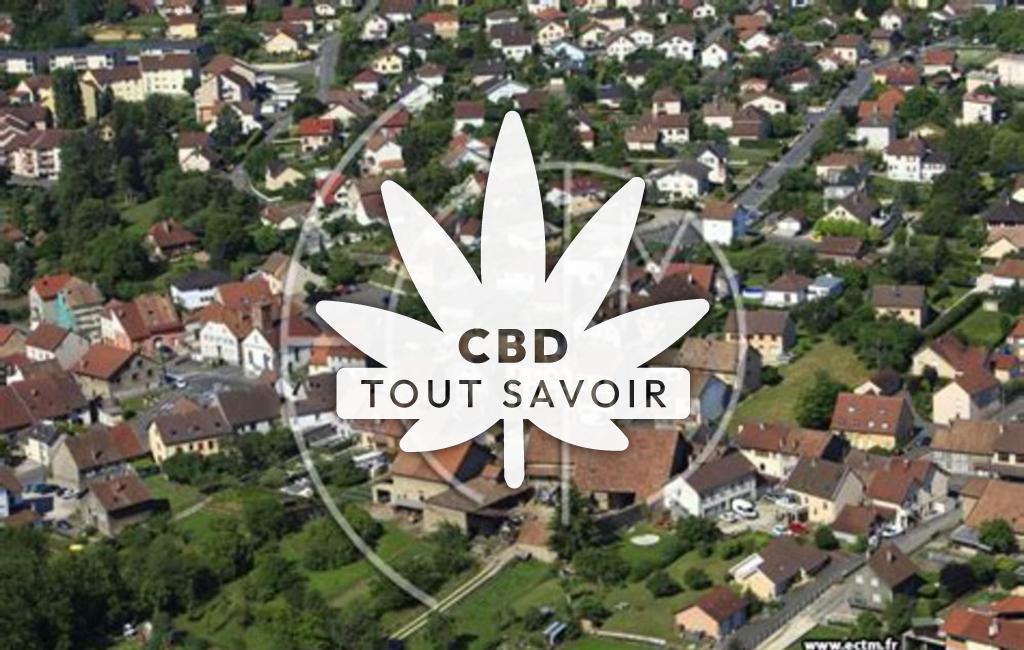 Village à Vieux-Charmont avec feuille Cannabis CBD