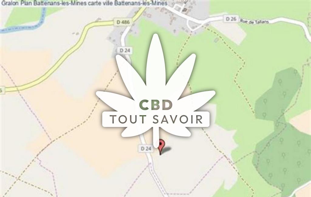 Village à Battenans-les-Mines avec feuille Cannabis CBD