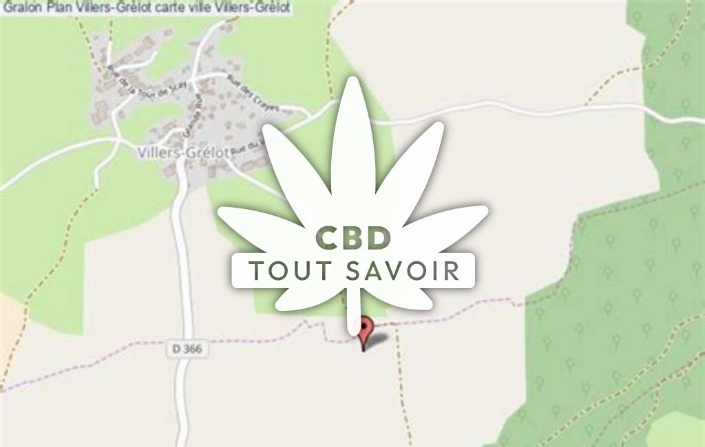 Village à Villers-Grelot avec feuille Cannabis CBD