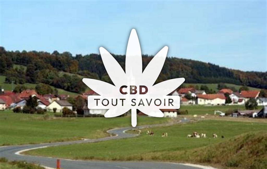 Village à Gilley avec feuille Cannabis CBD