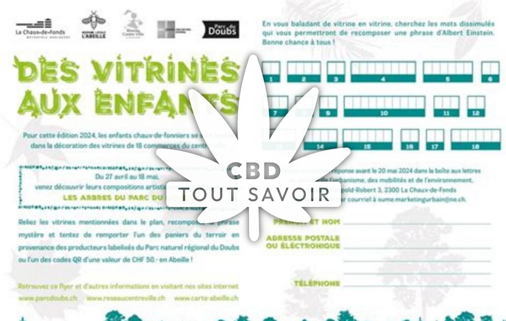 Village à La-Chaux avec feuille Cannabis CBD