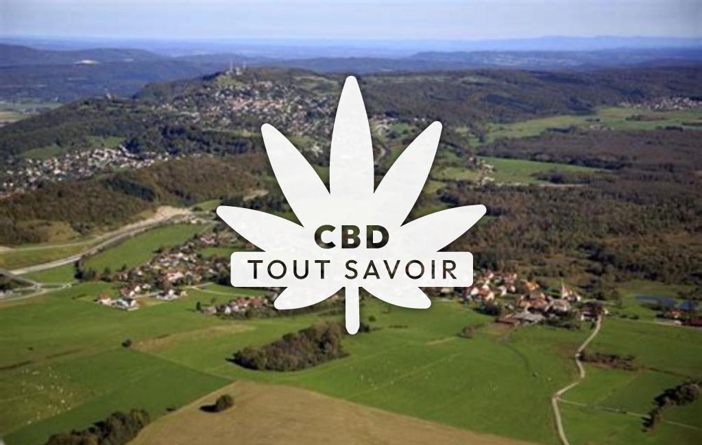 Village à La-Veze avec feuille Cannabis CBD